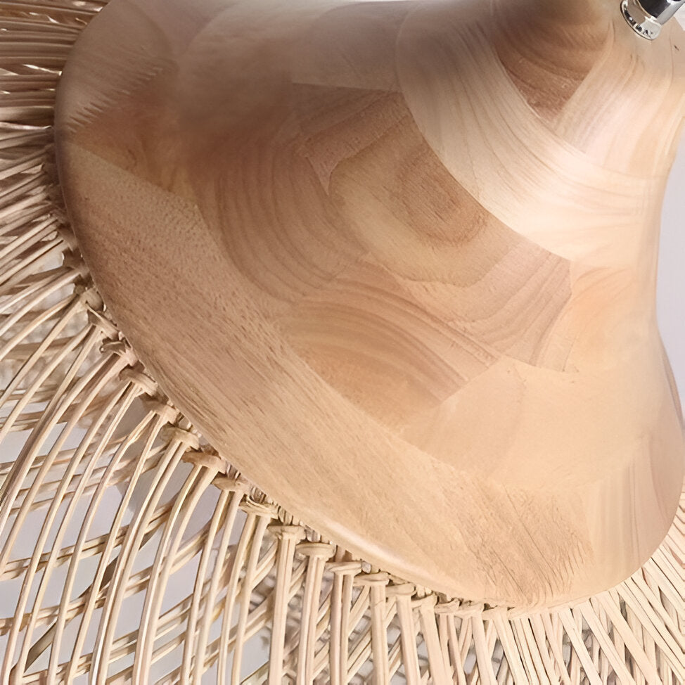 Pendant Light Rattan Woven 23.6 in Natural Dining Room Kitchen Island Hanging Ceiling Lamp Boho Farmhouse Lighting | Thomler