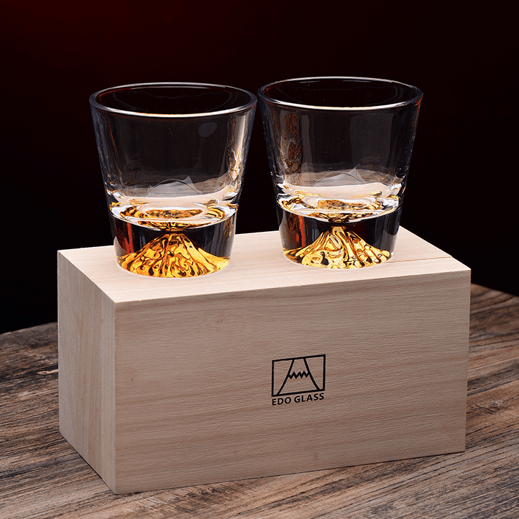 Whiskey Glass Crystal Cut Pattern Japanese Style Whisky Tumbler Gift Box Barware Set | Thomler