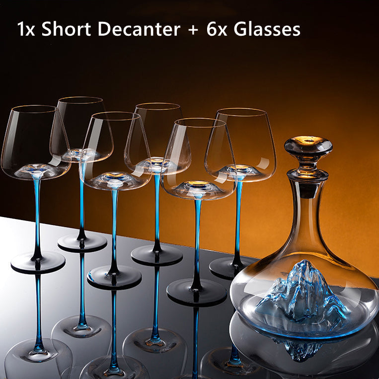 Wine Glass Hand Painted Blue Stem Bordeaux Aeration Tableware Elegant Dining Decanter Set Entertaining Giftware | Thomler