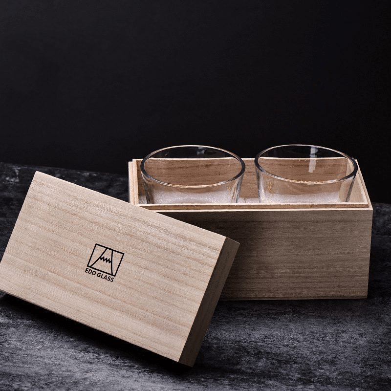 Whiskey Glass Crystal Cut Pattern Japanese Style Whisky Tumbler Gift Box Barware Set | Thomler