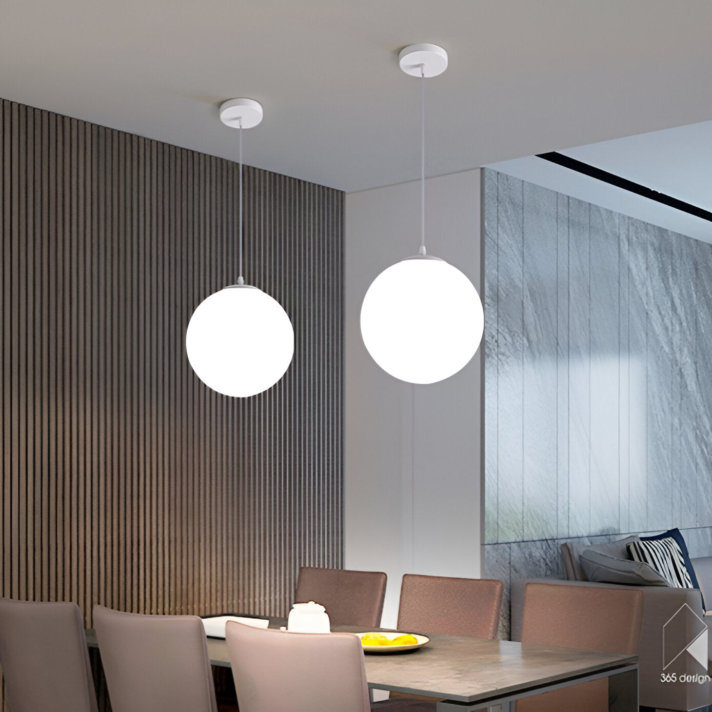 Pendant Light Milky Glass 9.8 in White Dining Room Kitchen Island Hanging Ceiling Lamp Modern Minimalist Globe Fixture | Thomler