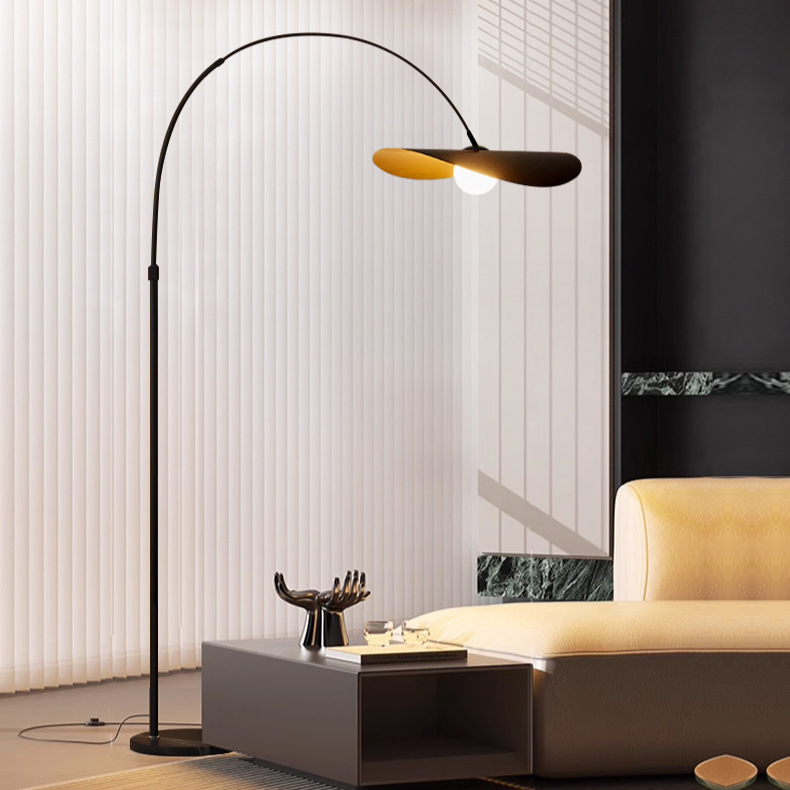 Floor Lamp Iron LED Arc 180.0–200.0 cm Black Living Room Reading Light Minimalist Scandinavian Standing Lamp | Thomler