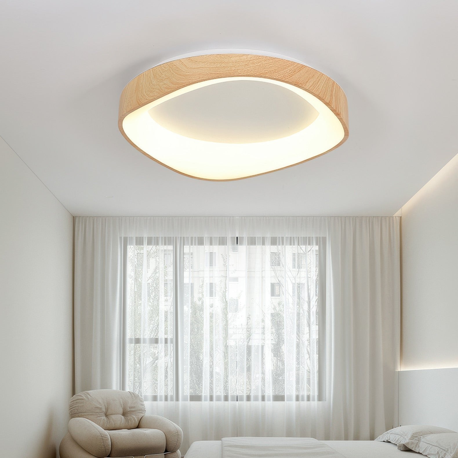 Ceiling Lamp Wood-Look Ø40.0–60.0 cm Soft LED Lighting Scandinavian Bedroom Living Room | Thomler