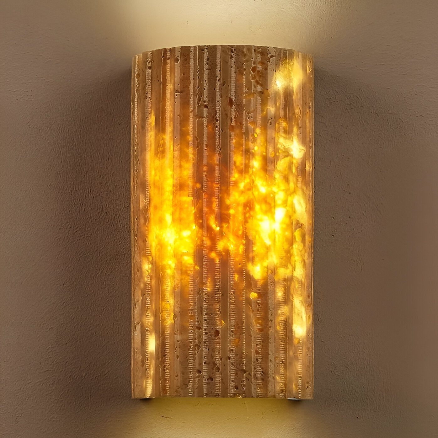 Wall Lamp Travertine Stone 6.5 in Up Down Outdoor Indoor Garden Patio Sconce Ambient Lighting Fixture | Thomler