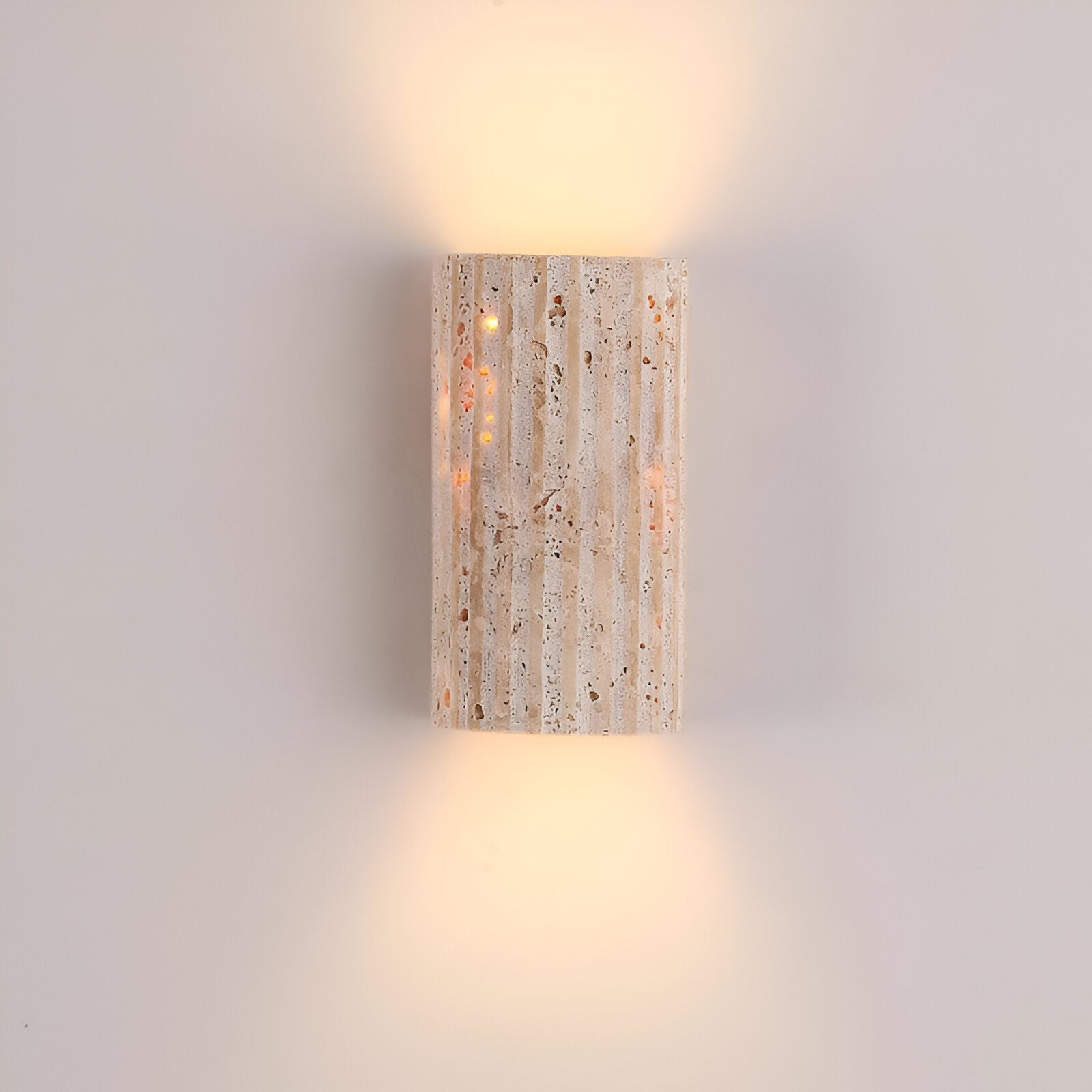Wall Lamp Travertine Stone 6.5 in Up Down Outdoor Indoor Garden Patio Sconce Ambient Lighting Fixture | Thomler
