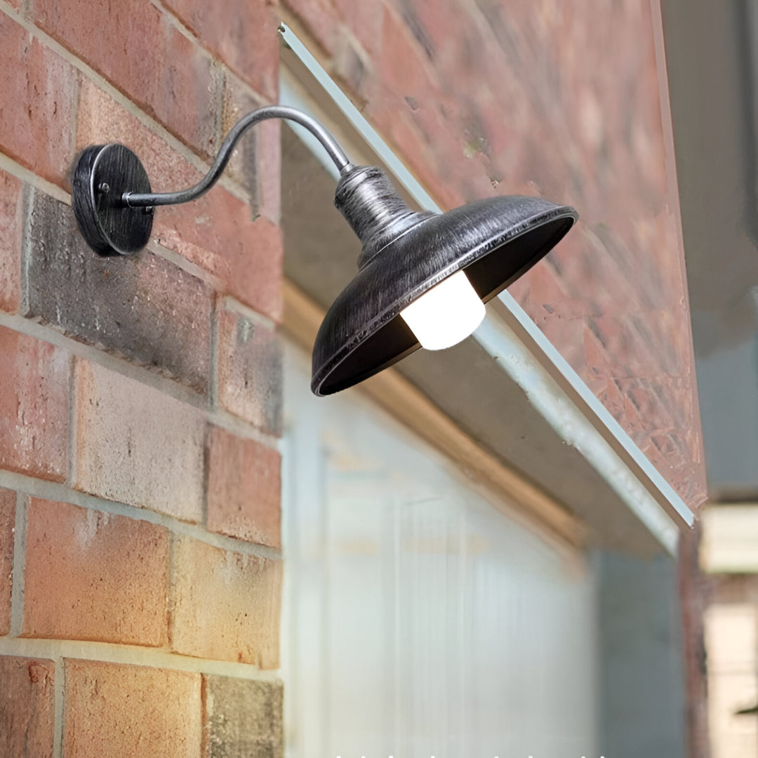 Outdoor Wall Light Iron Gooseneck 9.4 in Waterproof Patio Barn Exterior Fixture Industrial Farmhouse Lighting | Thomler