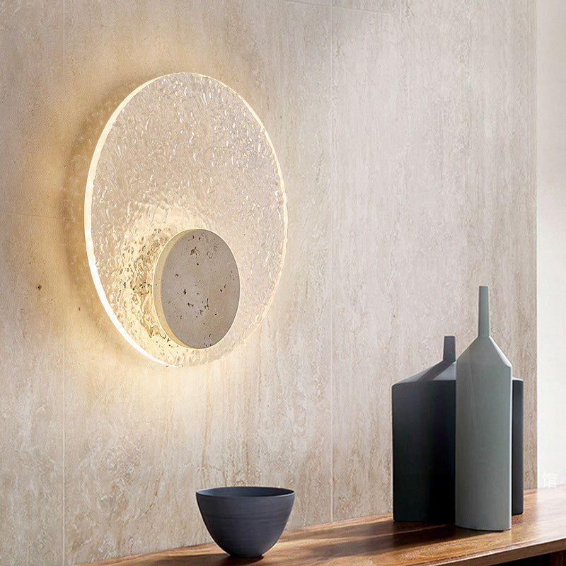 Wall Lamp Travertine Acrylic 30.0 cm (11.8") LED Bedroom Hallway Minimalist Japandi Wall Light Indoor Accent Lighting | Thomler