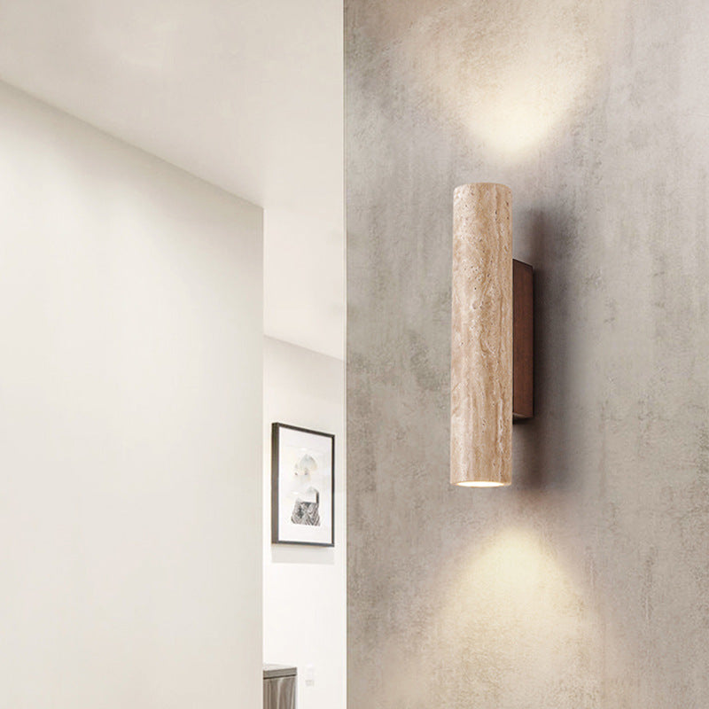 Wall Lamp Travertine Stone 12.6 in Up Down Bedroom Hallway Sconce Minimalist Natural Lighting Fixture | Thomler