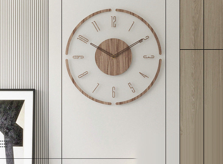 13.8-Inch Round Wooden Wall Clock with Silent Movement – Natural Wood Grain Finish for Living Room, Bedroom, Office – Nordic Minimalist | Thomler