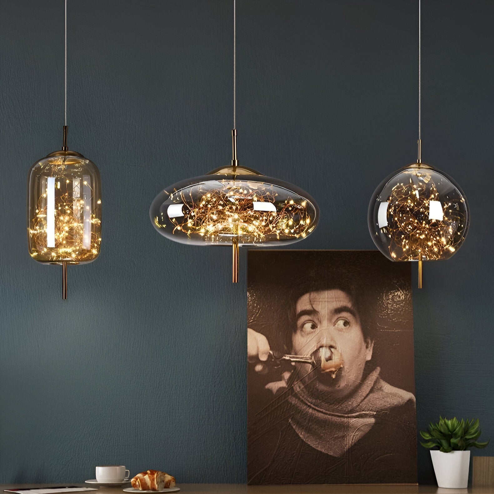 Pendant Light Glass 7.9 in Modern Adjustable Dining Room Kitchen Island Hanging Ceiling Lamp Scandinavian Minimalist Fixture | Thomler