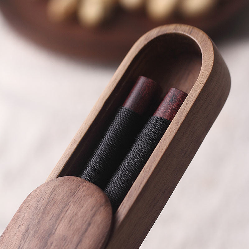 Chopsticks Black Walnut Wood Handmade Japanese Dining Set Decorative Rope Gift Box Tableware | Thomler