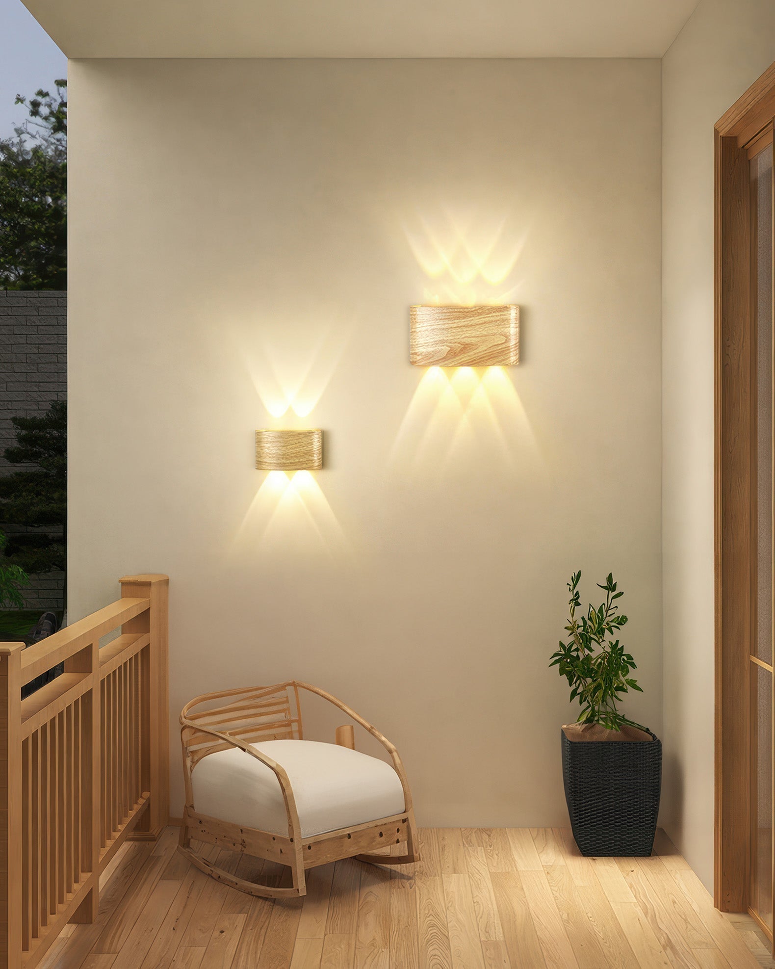 Wall Lamp Wood Look 10W Warm White Indoor Outdoor Hallway Up Down Light Modern LED Sconce Balcony Lighting | Thomler