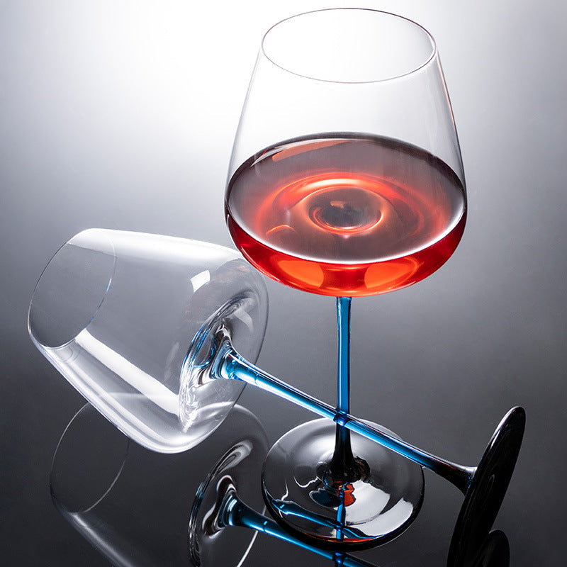 Wine Glass Hand Painted Blue Stem Bordeaux Aeration Tableware Elegant Dining Decanter Set Entertaining Giftware | Thomler