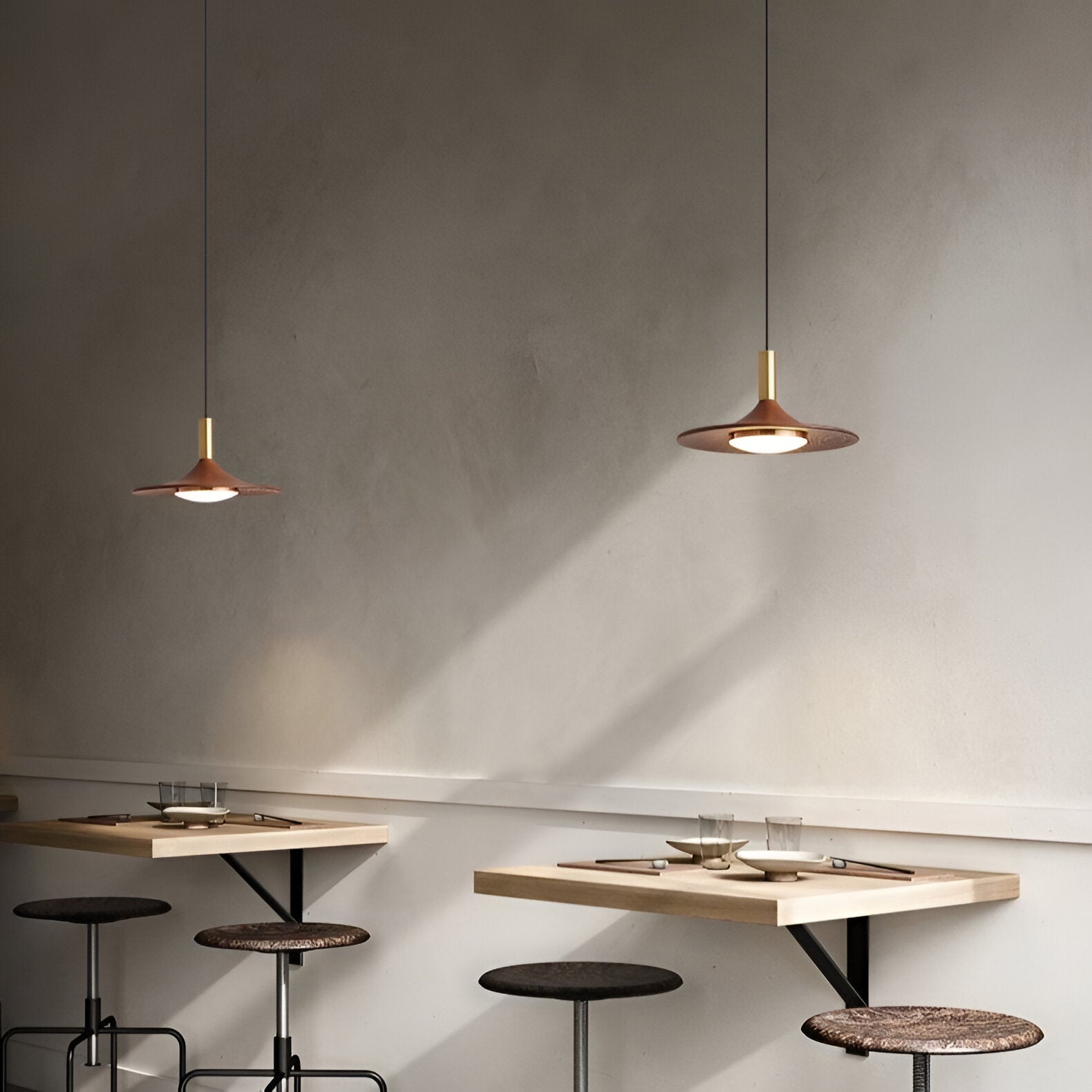 Pendant Light Iron Wood Finish 9.8 in 13.8 in Adjustable Dining Room Kitchen Island Hanging Ceiling Lamp Scandinavian | Thomler