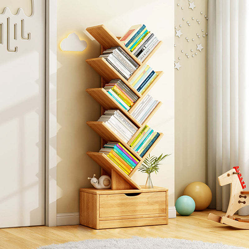 Bookshelf Solid Wood 39.4 in Small Walnut Color Home Office Storage Organizer Shelving Unit | Thomler