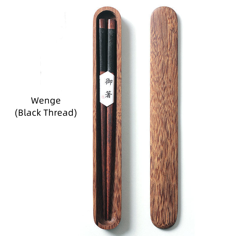 Chopsticks Black Walnut Wood Handmade Japanese Dining Set Decorative Rope Gift Box Tableware | Thomler