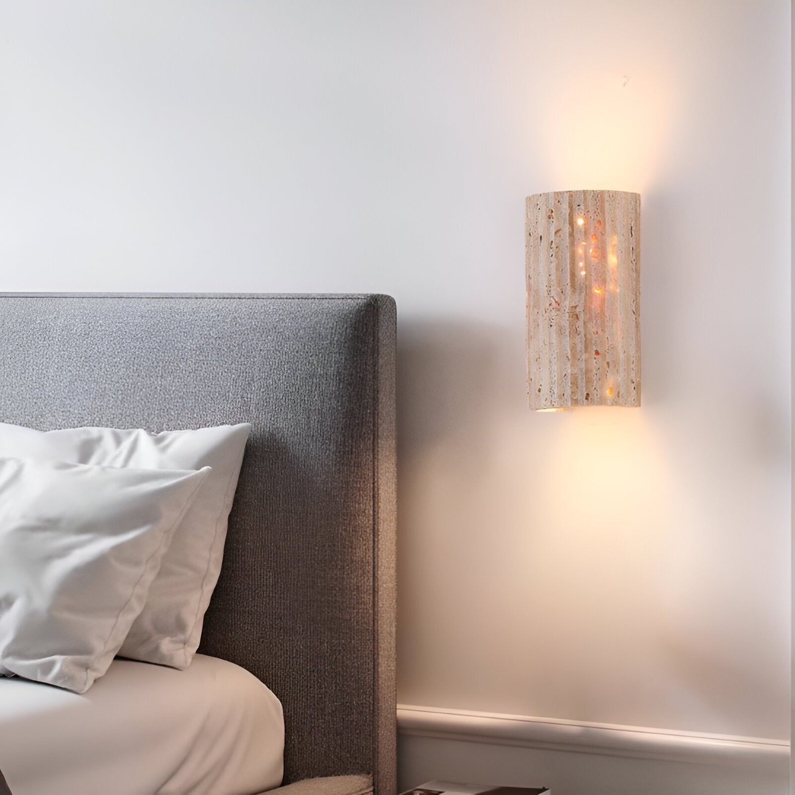 Wall Lamp Travertine Stone 6.5 in Up Down Outdoor Indoor Garden Patio Sconce Ambient Lighting Fixture | Thomler