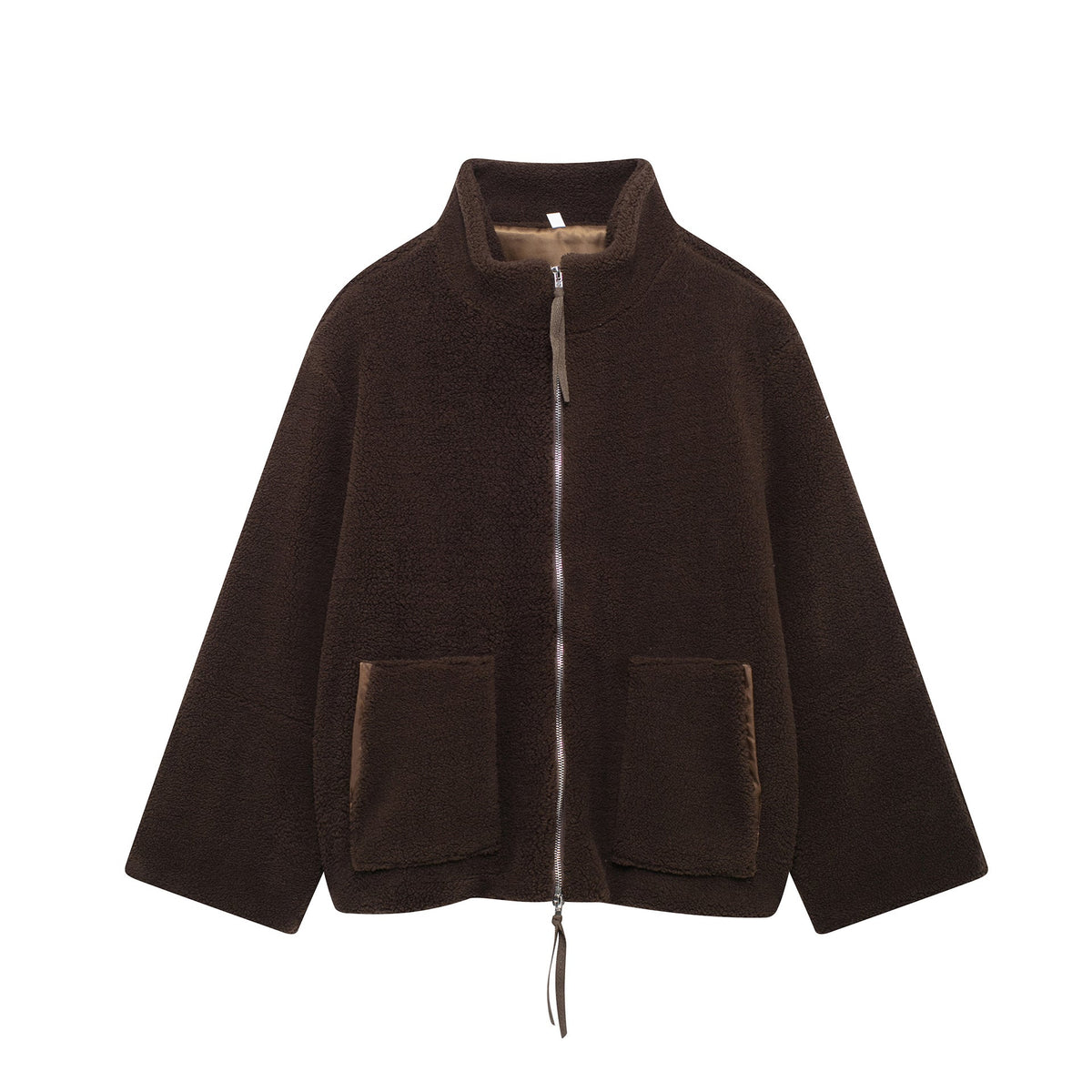 Faux Shearling Jacket with Stand Collar for Women – Plush Sherpa Winter Coat | Thomler