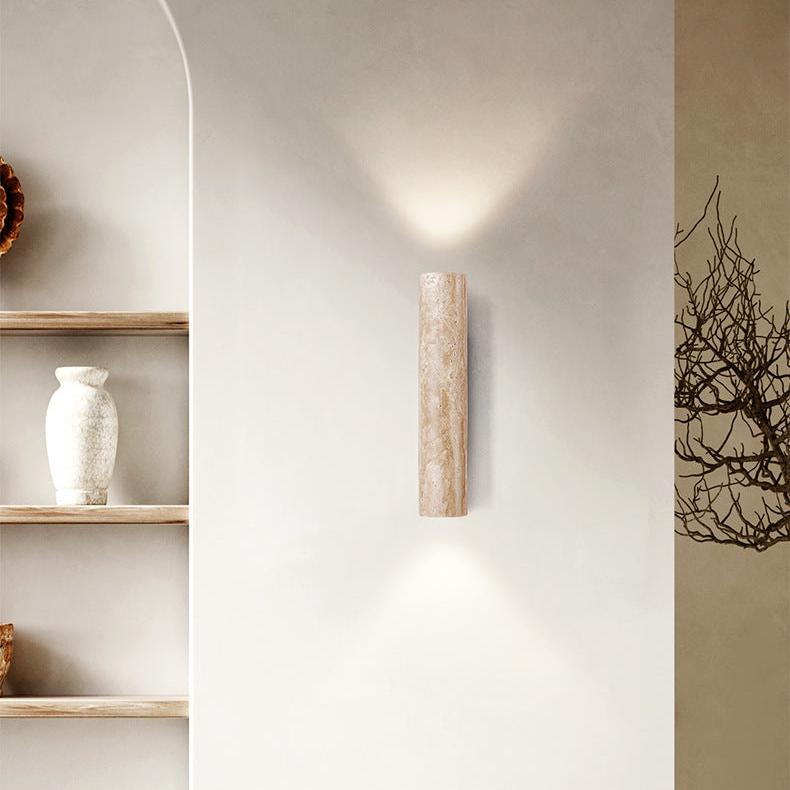 Wall Lamp Travertine Stone 12.6 in Up Down Bedroom Hallway Sconce Minimalist Natural Lighting Fixture | Thomler