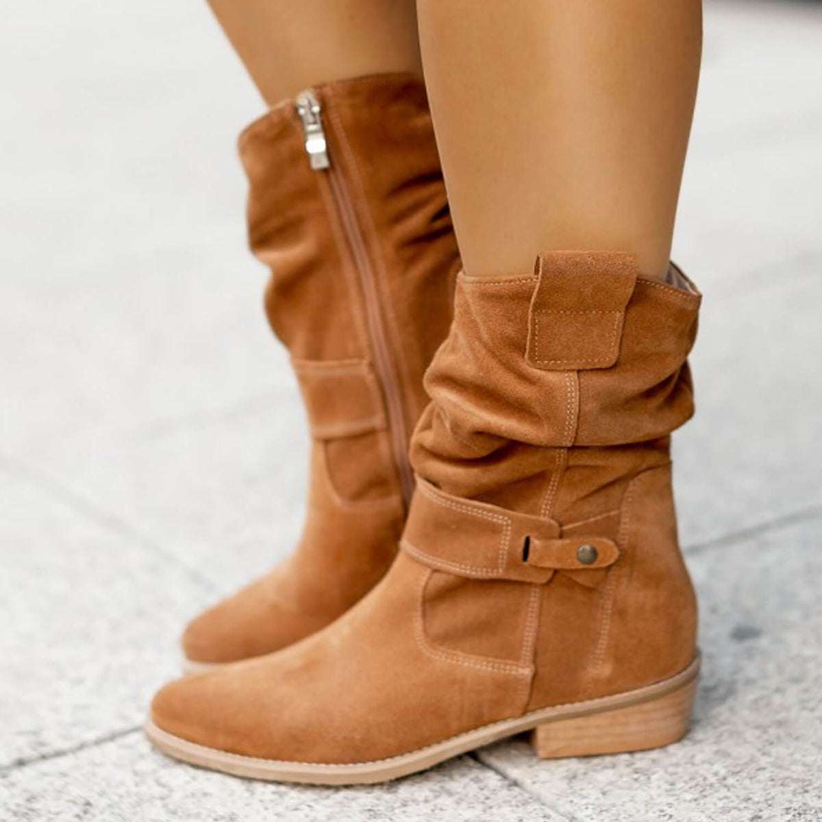 Women's Low Heel Ankle Boots Suede Effect with Cushioned Insole Non-Slip Sole Everyday Fall Booties for Walking Comfort | Thomler