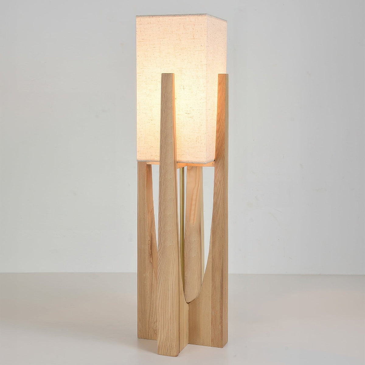 Japanese-Inspired Fabric & Wood Floor Lamp with Natural Minimalist Design | Wabi-Sabi Style Ambient Lighting for Living Room, Bedroom | Thomler