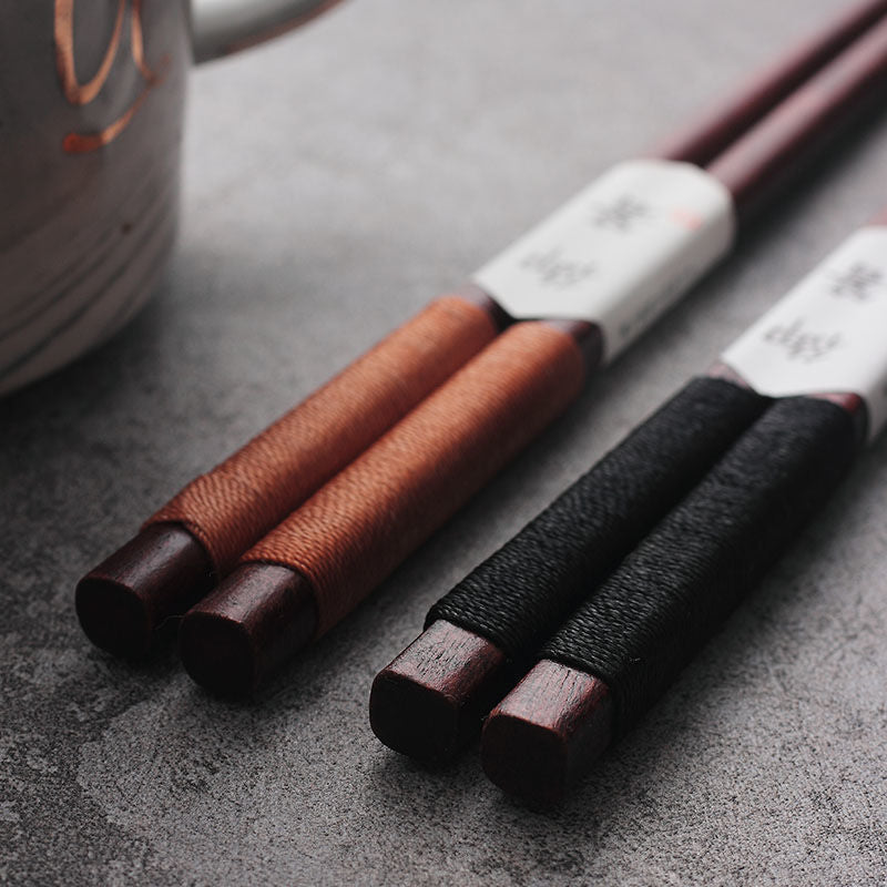 Chopsticks Black Walnut Wood Handmade Japanese Dining Set Decorative Rope Gift Box Tableware | Thomler