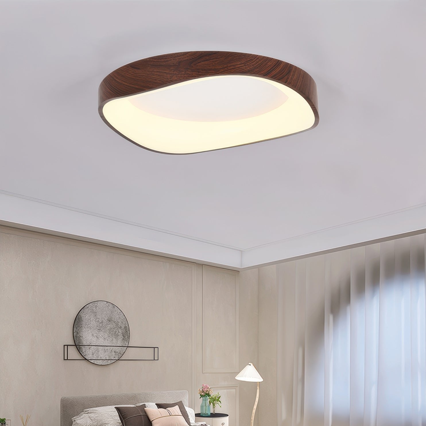 Ceiling Lamp Wood-Look Ø40.0–60.0 cm Soft LED Lighting Scandinavian Bedroom Living Room | Thomler