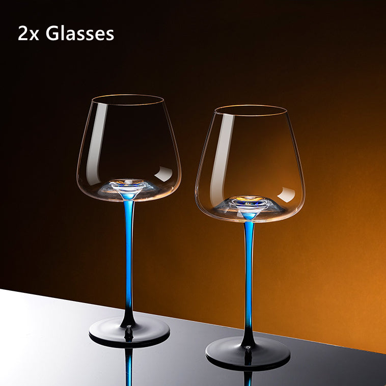Wine Glass Hand Painted Blue Stem Bordeaux Aeration Tableware Elegant Dining Decanter Set Entertaining Giftware | Thomler