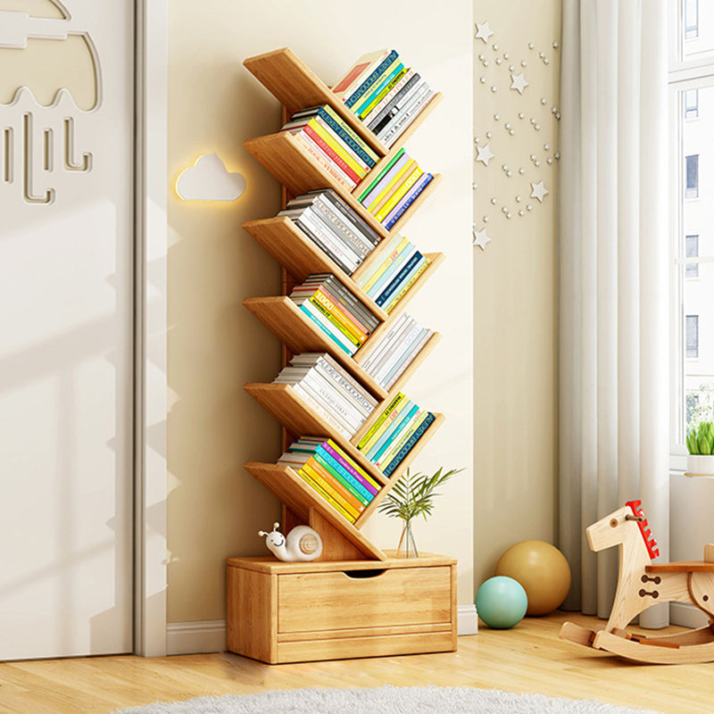 Bookshelf Solid Wood 39.4 in Small Walnut Color Home Office Storage Organizer Shelving Unit | Thomler