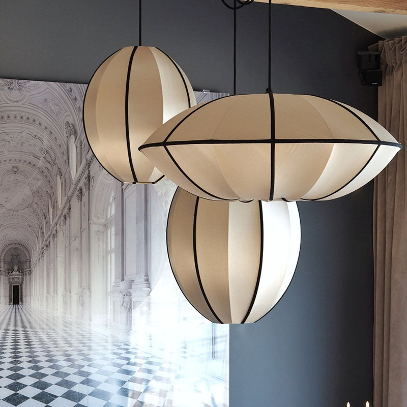 Pendant Light Silk 15.7 in Pumpkin Shade White Dining Room Bedroom Hanging Ceiling Lamp E27 Soft Ambient Lighting Adjustable Cord | Thomler