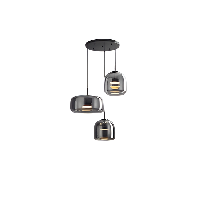 Pendant Light Hand Blown Glass Ø38.0 cm Smoked Grey Dining Room Kitchen Island Adjustable LED Hanging Ceiling Lamp | Thomler