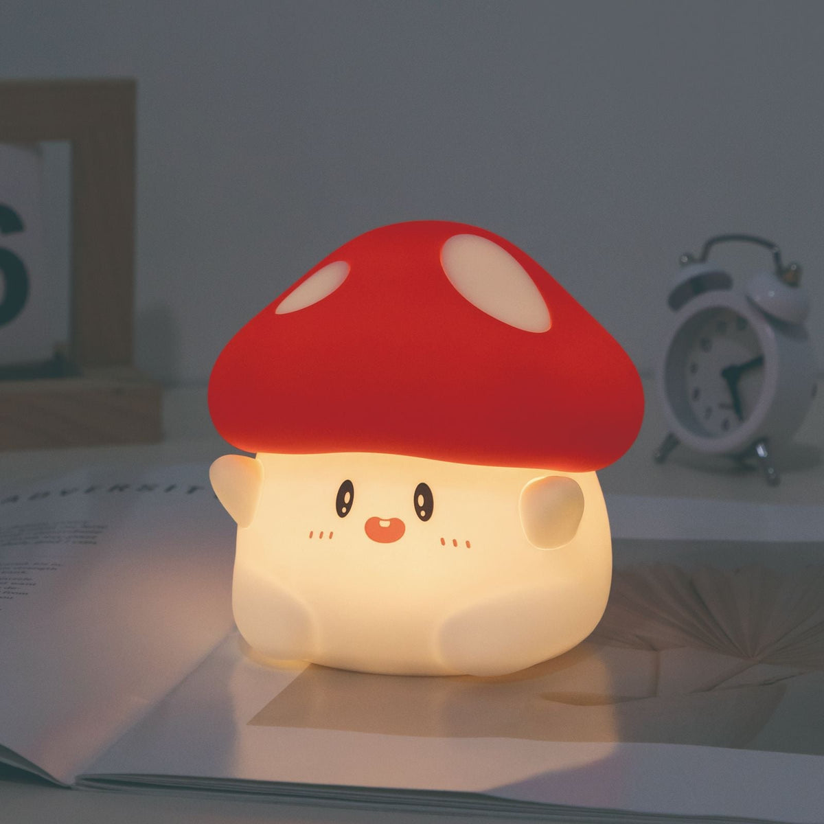 LED Mushroom Night Light for Kids – Rechargeable Touch Control Soft Glow Bedside Lamp with Timer – Cute Squishy Toddler Room Decor | Thomler