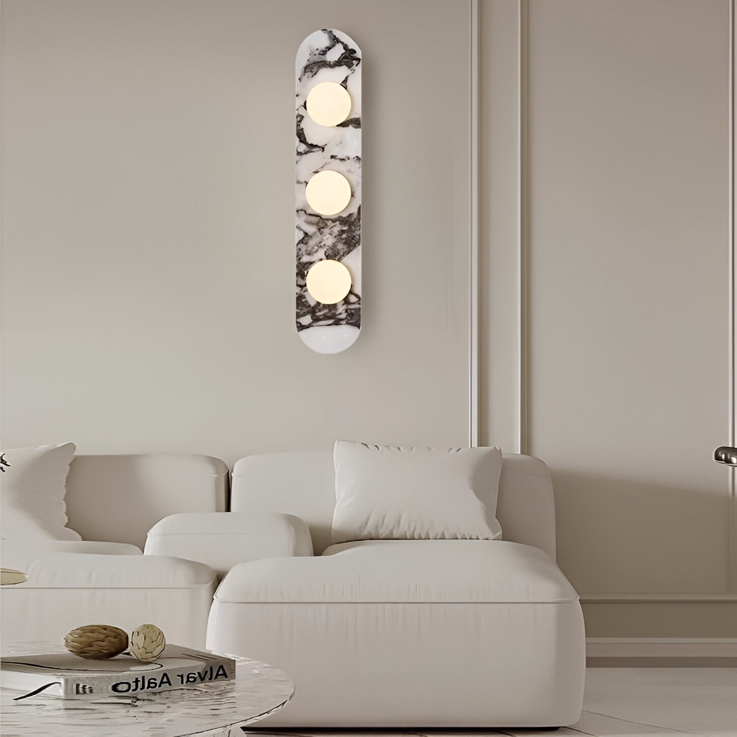 Wall Lamp Marble Glass 13.8 in Warm LED Bedroom Hallway Modern Minimalist Sconce Lighting Fixture | Thomler