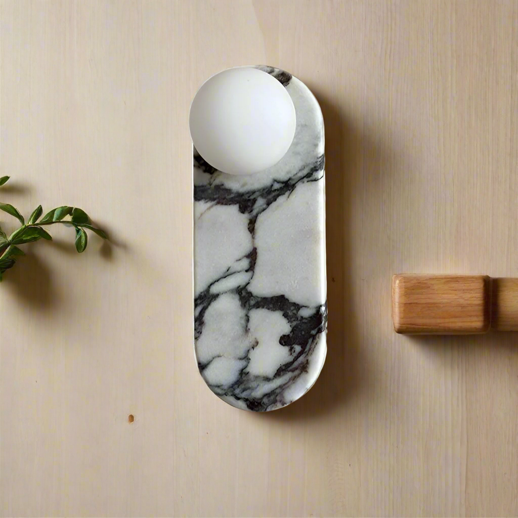 Wall Lamp Marble Glass 13.8 in Warm LED Bedroom Hallway Modern Minimalist Sconce Lighting Fixture | Thomler