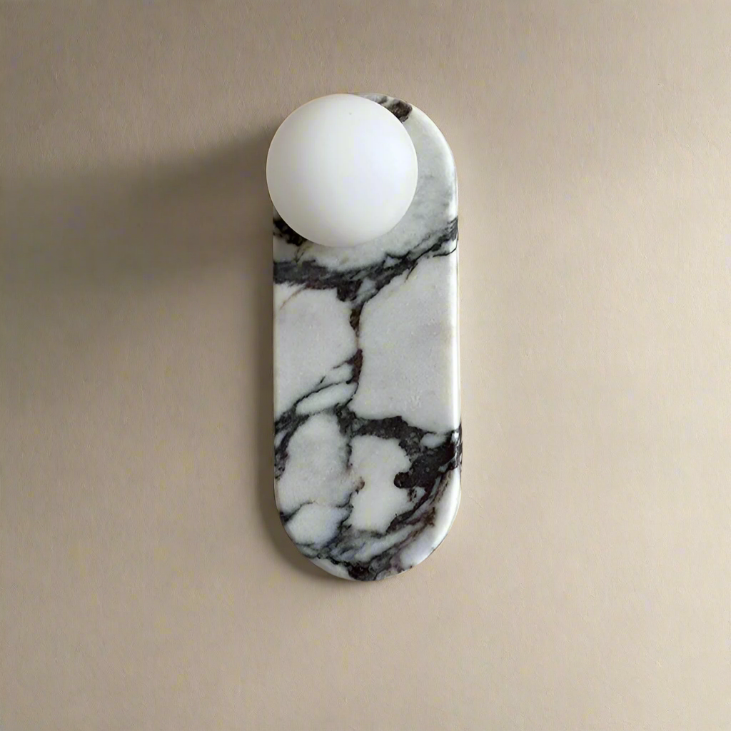 Wall Lamp Marble Glass 13.8 in Warm LED Bedroom Hallway Modern Minimalist Sconce Lighting Fixture | Thomler