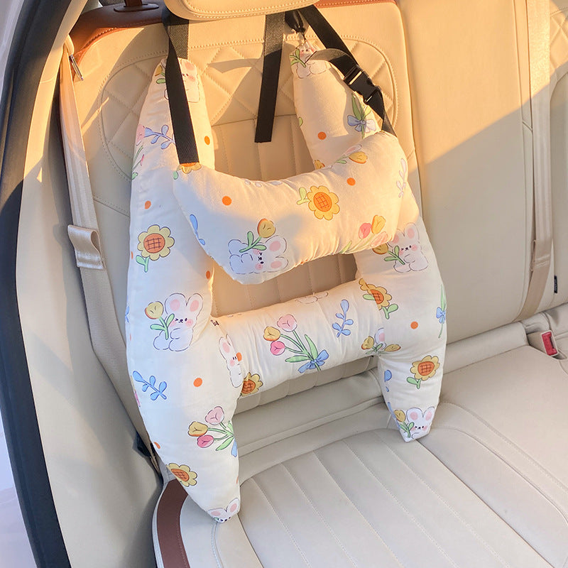 Car Headrest Pillow Cotton Blend 67.0 cm Beige Child Travel Neck Support Adjustable Car Seat Cushion | Thomler