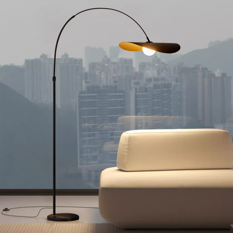 Floor Lamp Iron LED Arc 180.0–200.0 cm Black Living Room Reading Light Minimalist Scandinavian Standing Lamp | Thomler