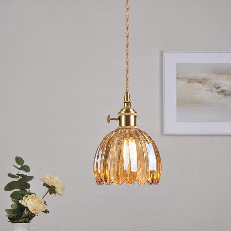 Pendant Light Ribbed Glass 12.0 cm Transparent Dining Room Kitchen Island Hanging Ceiling Lamp | Thomler