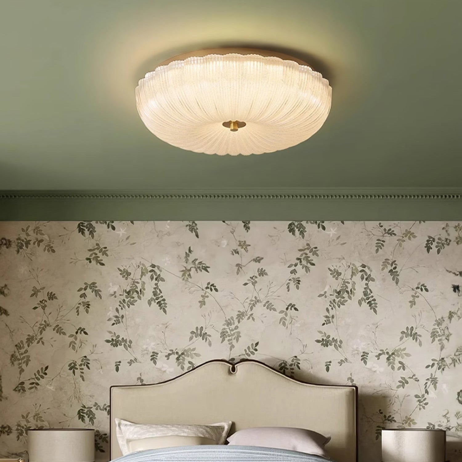 Flush Mount LED Ceiling Light with Textured Glass Shade for Dining Room & Bedroom – Round Halo Design, 8 to 20 Inch Diameter Options, Warm | Thomler