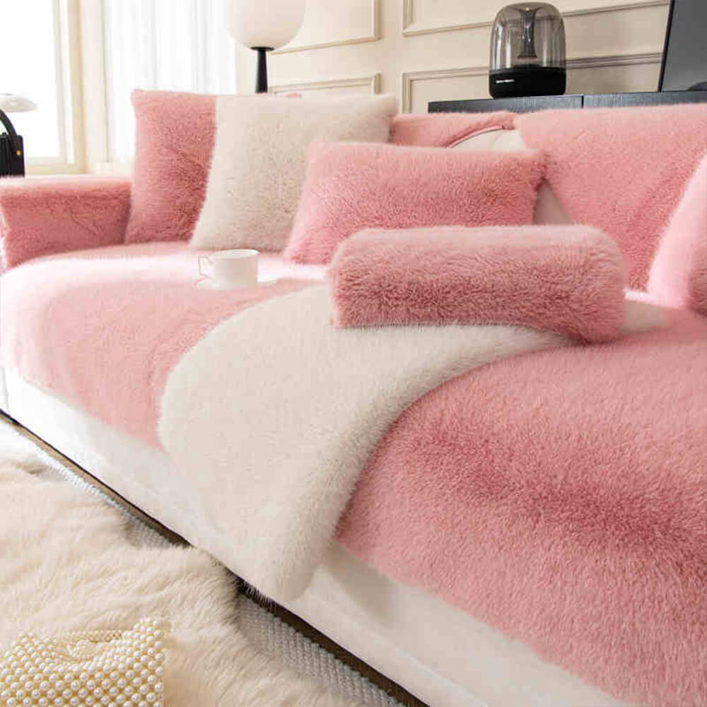 Plush Faux Mink Couch Protector with Grip-Back – Furniture Throw for Living Room Sofa Loveseat Chair Sectional | Thomler