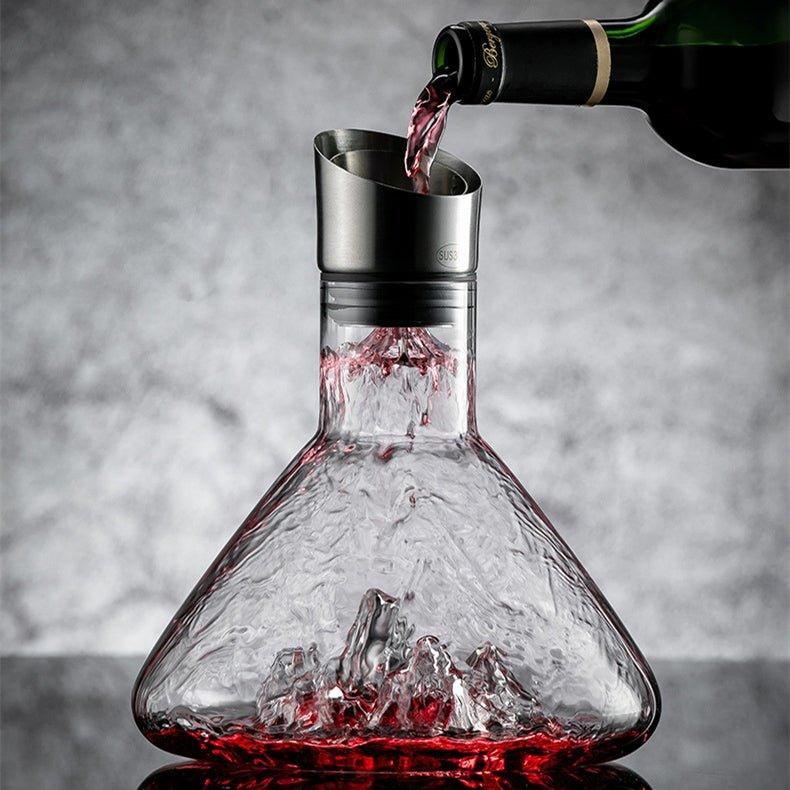 Waterfall-Style Glass Wine Aerator Decanter for Red & White Wine Tasting, Hand-Blown Crystal Pourer for Dinner Parties & Home Bar | Thomler