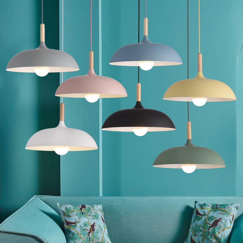 Modern Metal Pendant Light with Wood Detail – Adjustable Drop Ceiling Fixture for Dining, Kitchen & Living Room | Thomler