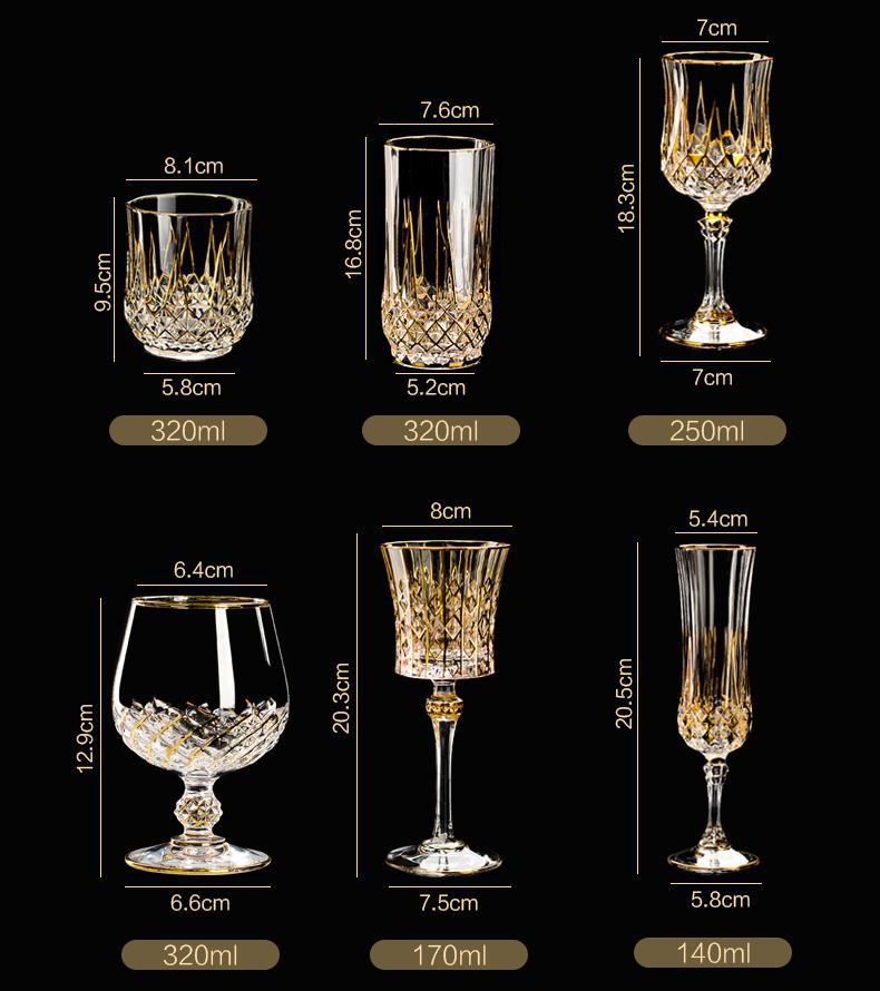 Embossed Gold Accent Wine Glass & Decanter Set with Carrying Case for Elegant Entertaining | Thomler
