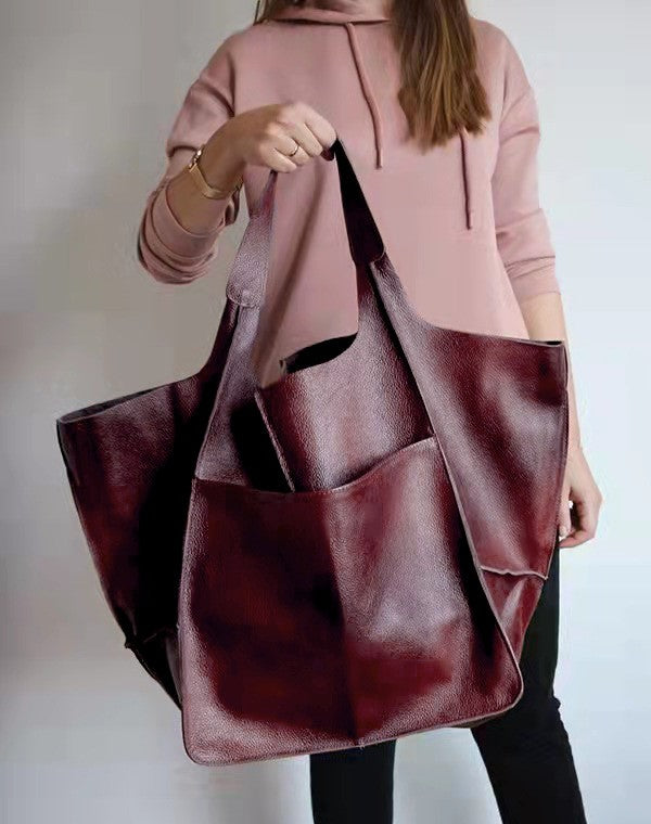 Vegan Leather Shoulder Bag – Lightweight Everyday Tote with Spacious Interior for Work, Travel & Shopping | Thomler