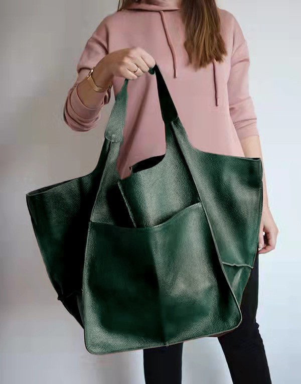 Vegan Leather Shoulder Bag – Lightweight Everyday Tote with Spacious Interior for Work, Travel & Shopping | Thomler