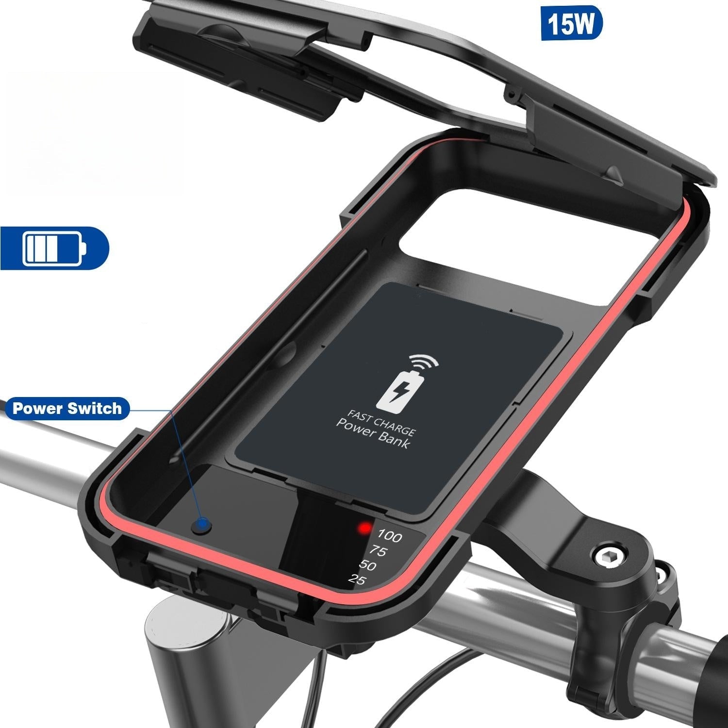 Waterproof Bike Phone Mount with 5000mAh Power Bank USB Charging Handlebar Holder for Smartphones 4.5-6.8 Inches Touch Screen Compatible Mot | Thomler