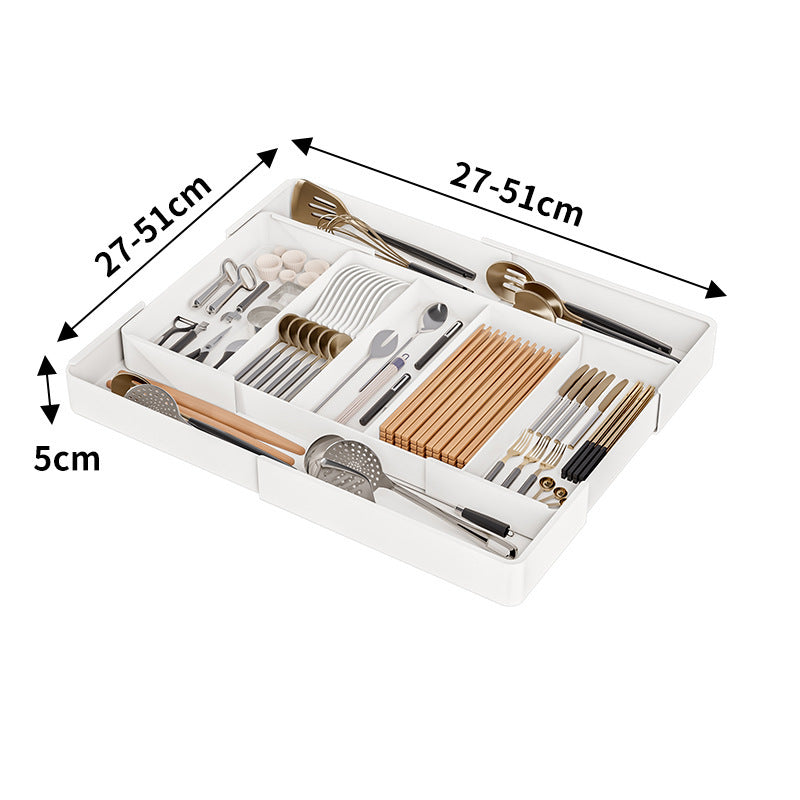 Drawer Organiser Plastic Adjustable Extendable Kitchen Cutlery Bathroom Desk Storage Tray Insert | Thomler