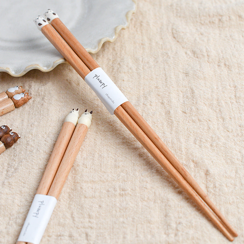 Animal-Themed Training Chopsticks for Kids Wooden Easy-Grip Learning Utensils for Toddlers Small Hands Mealtime Practice Shiba Inu Bunny Bea | Thomler