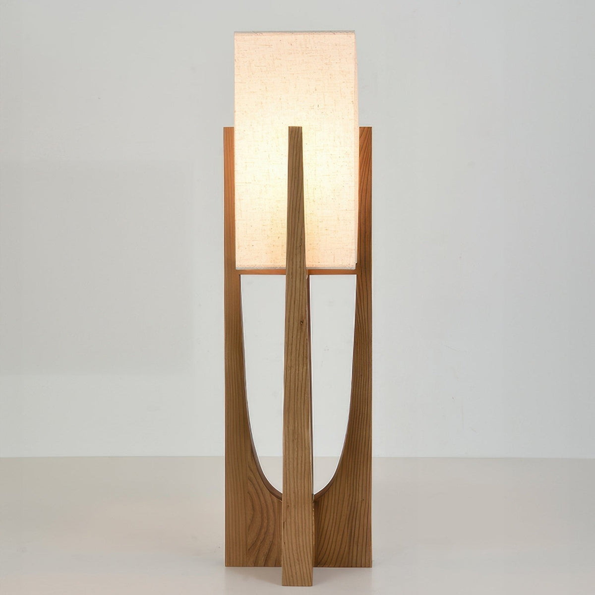 Japanese-Inspired Fabric & Wood Floor Lamp with Natural Minimalist Design | Wabi-Sabi Style Ambient Lighting for Living Room, Bedroom | Thomler
