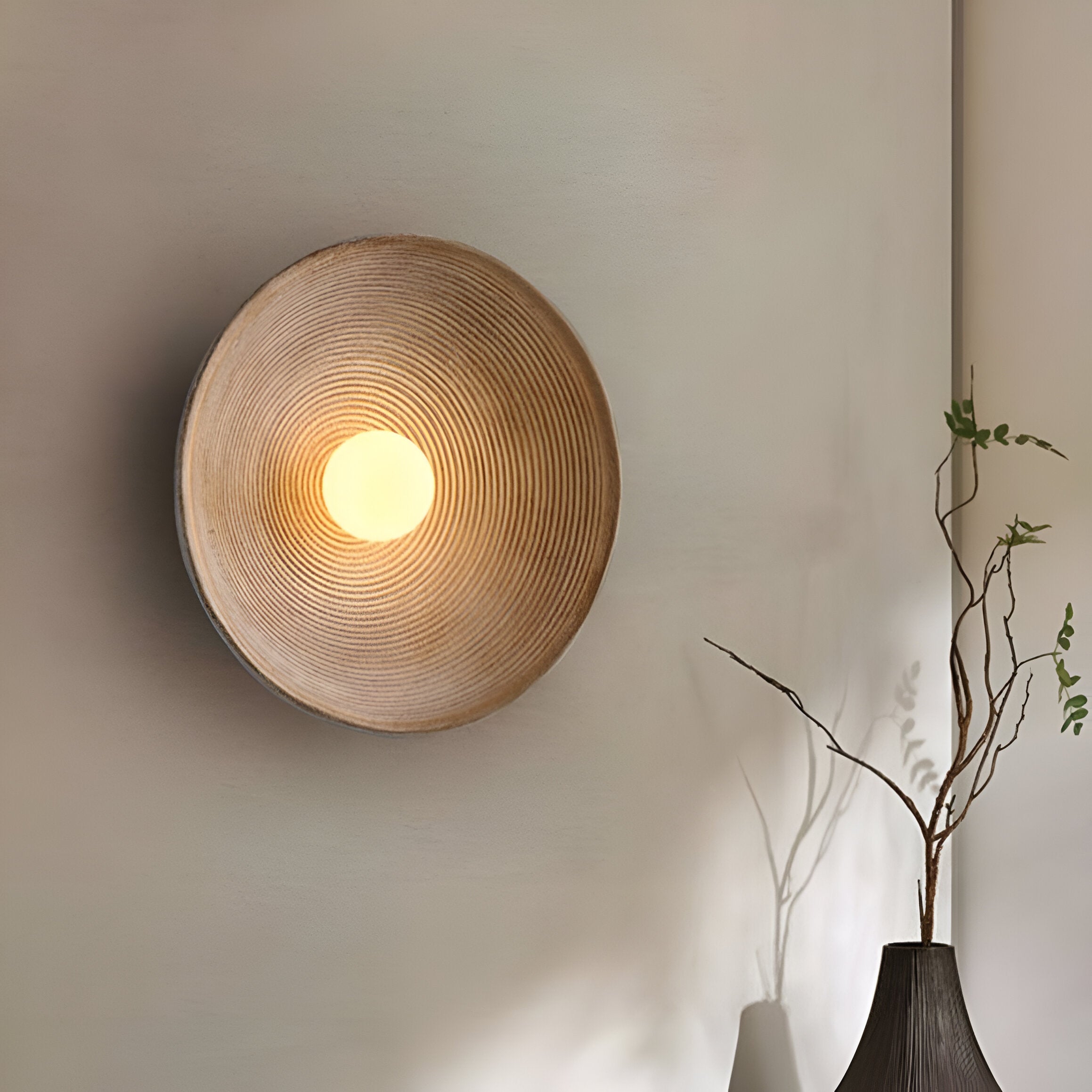 Wall Lamp Resin Glass 19.7 in Round White Bedroom Living Room Ambient Lighting Scandinavian Minimalist Sconce | Thomler